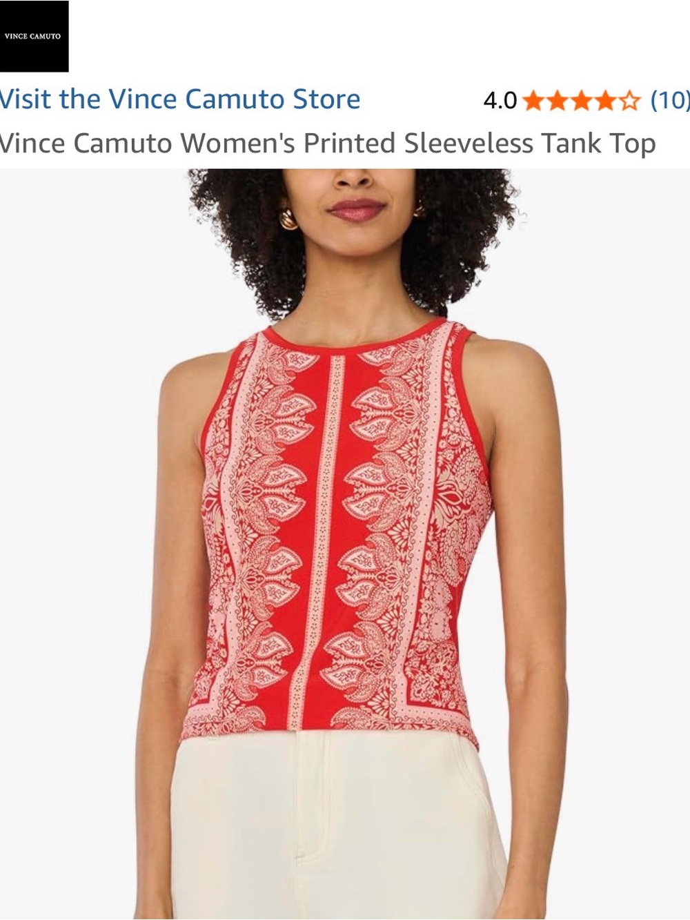 Vince Camuto Red Paisley-Print Sleeveless Tank